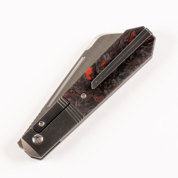 Jack Wolf After Hours Jack Folding Knife Fat Carbon Dark Matter Red Handle S90V Plain Edge Belt Satin Finish Jack Wolf After Hours Jack Folding Knife Fat Carbon Dark Matter Red Handle S90V Plain Edge Belt Satin Finish