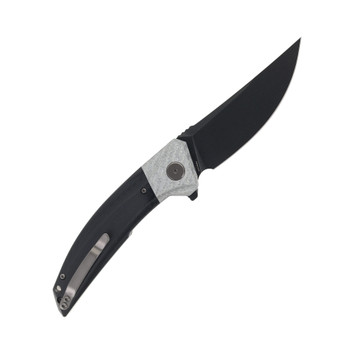 Petrified Fish Deepsea Folding Knife Carbon Fiber/Black G10 Handle K110 Plain Edge Black Stonewash Finish P05-DDW