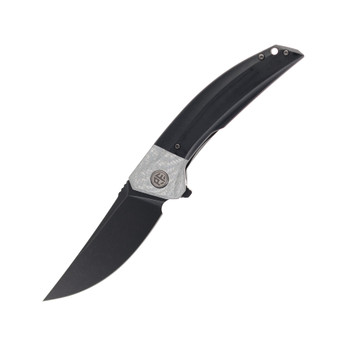 Petrified Fish Deepsea Folding Knife Carbon Fiber/Black G10 Handle K110 Plain Edge Black Stonewash Finish P05-DDW