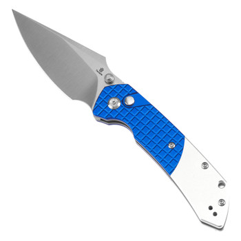 WMK Exclusive Tenable Fenrir Folding Knife Button Lock Blue Frag Aluminum 14c28n Blade T1034S1