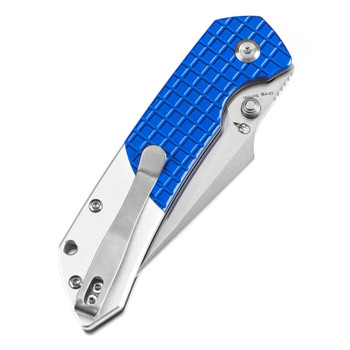 WMK Exclusive Tenable Fenrir Folding Knife Button Lock Blue Frag Aluminum 14c28n Blade T1034S1