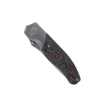 KB Knives Velvet Snake Folding Knife SW Ti/Watermelon Sugar Camo Carbon Handle M390 Drop Point Plain Edge KB266A