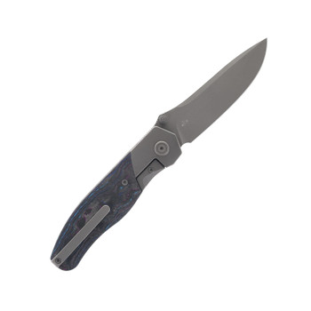 KB Knives Velvet Snake Folding Knife Darkblast Ti/Damtanium Camo Carbon Handle M390 Drop Point Plain Edge KB266B KB Knives Velvet Snake Folding Knife Darkblast Ti/Damtanium Camo Carbon Handle M390 Drop Point Plain Edge KB266B
