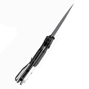 Tenable Fenrir Button Lock Folding Knife Black/Plain Aluminum Handle 14C28N Harpoon Plain Edge T1034S2