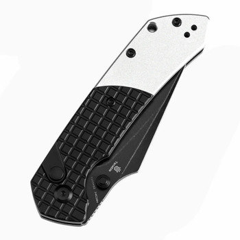 Tenable Fenrir Button Lock Folding Knife Black/Plain Aluminum Handle 14C28N Harpoon Plain Edge T1034S2