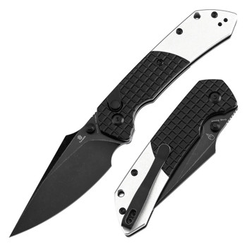 Tenable Fenrir Button Lock Folding Knife Black/Plain Aluminum Handle 14C28N Harpoon Plain Edge T1034S2