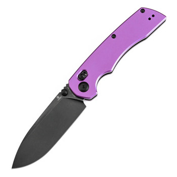 Tenable Kryo Folding Knife Purple Aluminum Handle 14C28N Drop Point Plain Edge Blackwash Finish T1001V2