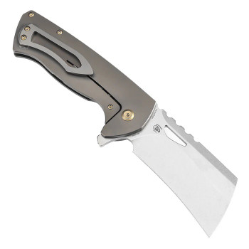 Kansept Leviathan Folding Knife Bronze Titanium Handle S35VN Cleaver Plain Edge Stonewash Finish K1083A4