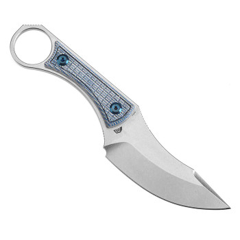 Kansept Niko Fixed Blade Knife Blue Frag Micarta Handle D2 Clip