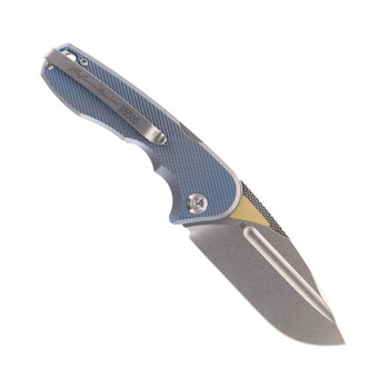 Midgards Messer Bombur Folding Knife Blue Titanium Handle D2 Plain Edge