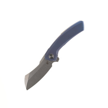 Vanguard Knives Mini Cleaver Flipper Folding Knife Blue Titanium Handle M390 Blade
