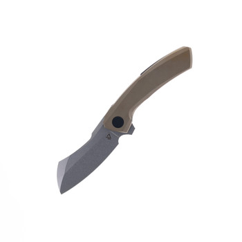 Vanguard Knives Mini Cleaver Flipper Folding Knife Bronze Titanium Handle M390 Blade