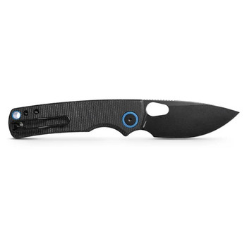 Vosteed Porcupine Folding Knife Black Micarta Handle 14C28N Drop Point Plain Edge Black Stonewash Finish A2601