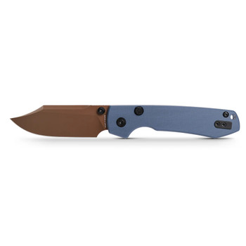 Vosteed Raccoon 2.0 Folding Knife Blue G10 Handle 14C28N Bowie Plain Edge Copper Dune Finish A2909