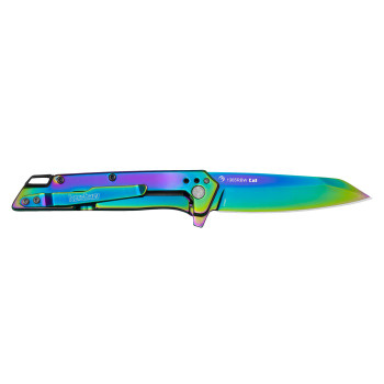 Kershaw Misdirect Folding Knife Rainbow Stainless Steel Handle 4Cr14 Reverse Tanto Plain Rainbow Blade 1365RBW Kershaw Misdirect Folding Knife Rainbow Stainless Steel Handle 4Cr14 Reverse Tanto Plain Rainbow Blade 1365RBW
