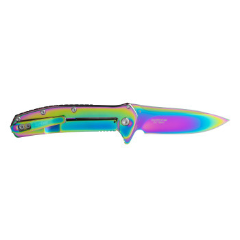 Kershaw Outcome Folding Knife Rainbow Stainless Steel Handle 8Cr13MoV Drop Point Plain Edge 2044RBW Kershaw Outcome Folding Knife Rainbow Stainless Steel Handle 8Cr13MoV Drop Point Plain Edge 2044RBW