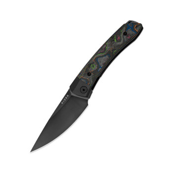 Kizer Mini MoMo Folding Knife Titanium/Camo Carbon 80s Handle S35VN Plain Edge Ki3663A2