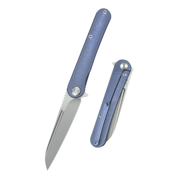 Kubey Dandy Flipper Folding Knife Blue Titanium Handle S90V