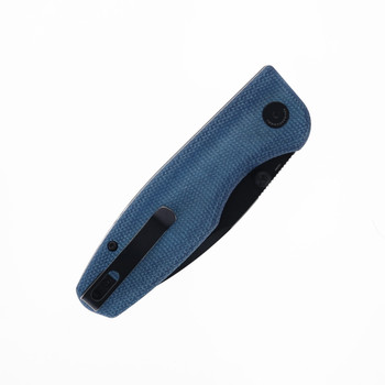 CMB Predator V3 Folding Knife Blue Micarta Handle 14C28N Plain Black Blade CMB-19E