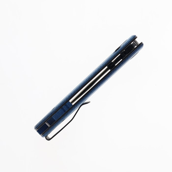 CMB Predator V3 Folding Knife Blue Micarta Handle 14C28N Plain Black Blade CMB-19E