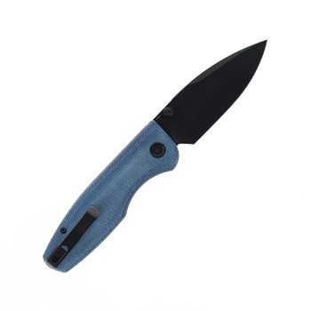 CMB Predator V3 Folding Knife Blue Micarta Handle 14C28N Plain Black Blade CMB-19E