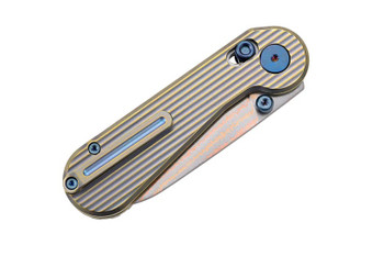 Hightron EdgePlay Folding Knife Gold Titanium Handle Copper Damascus Plain Edge HT01GLD