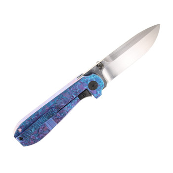 WMK Exclusive TUYA Knives Strength Integral Folding Knife Ice Blue Crystalized Titanium Handle M390 Blade WMK Exclusive TUYA Knives Strength Integral Folding Knife Ice Blue Crystalized Titanium Handle M390 Blade