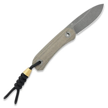 Knafs Lander 4 Moondust Fixed Blade Knife Canvas Micarta Handle 14C28N Drop Point Plain Edge