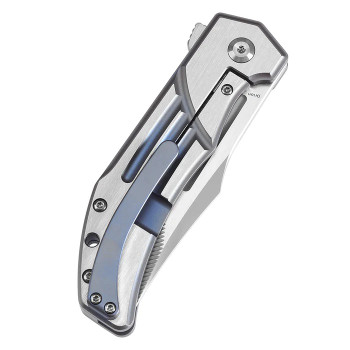 Kansept Orion Folding Knife Blue/Satin Titanium Handle S35VN Clip