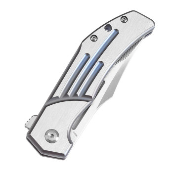 Kansept Orion Folding Knife Blue/Satin Titanium Handle S35VN Clip Point Plain Edge K1089B1