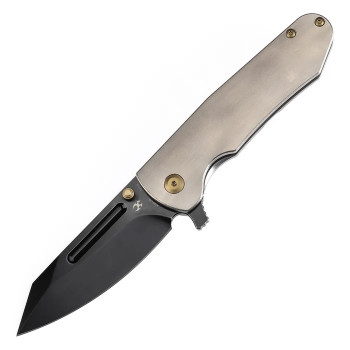Kansept Superhawk Folding Knife Bronze Titanium Handle S35VN Plain Black Blade K1084A2
