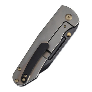 Kansept Superhawk Folding Knife Titanium/Shred Carbon Fiber Handle S35VN Plain Edge Blackwash Finish K1084B2