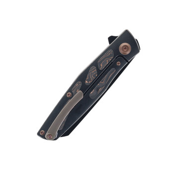 Kansept Cru Folding Knife Black Titanium/Copper Carbon Fiber Handle S35VN Plain Black Blade K1092A1