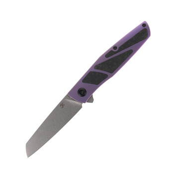 Kansept Cru Folding Knife Purple Titanium/Shred Carbon Fiber Handle S35VN Plain Edge Stonewash Finish K1092A2