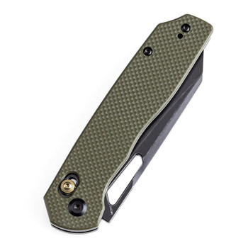 Tenable Shard Folding Knife Olive Green G10 Handle 14C28N Plain Blackwash Blade T1006V3