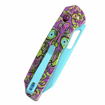 Tenable Shard Folding Knife Jade G10/ Purple Undead Print Handle 14C28N Plain Blue Blade T1006V9