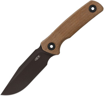 Zero Tolerance 0004 Fixed Blade Knife Natural Canvas Micarta Handle CruWear Plain Black Blade ZT0004