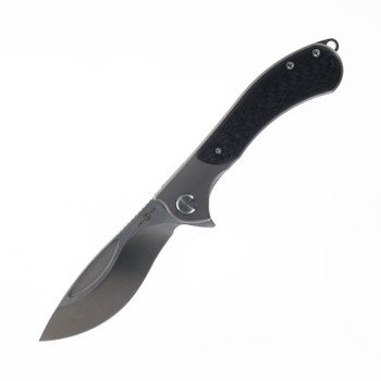 TwoSun Flipper Folding Knife Titanium Carbon Fiber Handle YJ01-V1 Plain Edge TS388-YJ01-V1