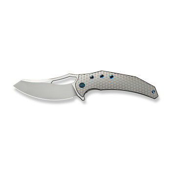WE Epaulette Folding Knife Polished Bead Blast Titanium Handle M390 Plain Edge Poished Bead Blast Finish WE24024-3