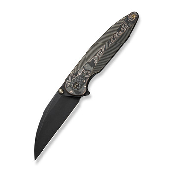 WE Zenthra Folding Knife Bronze/Black Titanium/Copper Foil Carbon Fiber Handle M390 Plain Edge Black Stonewash Finish WE24021C-3