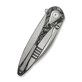 WE Zenthra Folding Knife Satin Gray Titanium Aluminum Foil Carbon Fiber Handle M390 Plain Edge Satin Finish WE24021C-4
