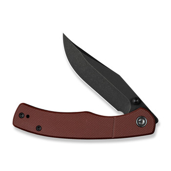 Civivi Clingman Folding Knife Burgundy G10 Handle Nitro-V Plain Edge Black Stonewash Finish C23065-2