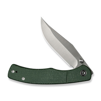 Civivi Clingman Folding Knife Green Canvas Micarta Handle Nitro-V Plain Edge Satin Finish C23065-4