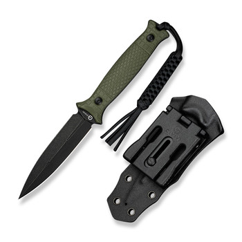 Civivi Perfrico Fixed Blade Knife Milled OD Green G10 Handle 14C28N Plain Edge Black Stonewash Finish C23026-2