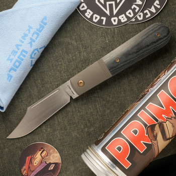 Jack Wolf Primo Jack Foldiing Knife Black Linen Micarta Handle