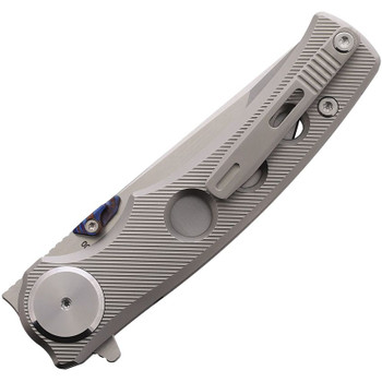 Cobratec Maverick Button Lock Folding Knife Fluted Titanium Handle M390 Tanto Plain Edge