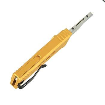 Reate Exo-U V1 Folding Knife Speedhole Yellow Aluminum Handle Stainless Steel Plain Edge