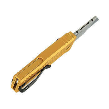 Reate Exo-U V1 Folding Knife Diamond Yellow Aluminum Handle Stainless Steel Plain Edge