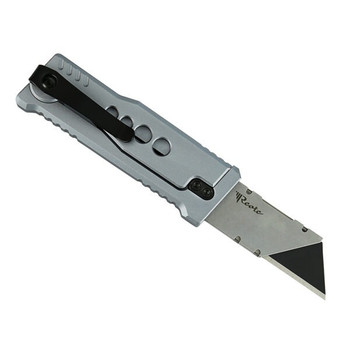 Reate Exo-U V1 Folding Knife Speedhole Silver Aluminum Handle Stainless Steel Plain Edge