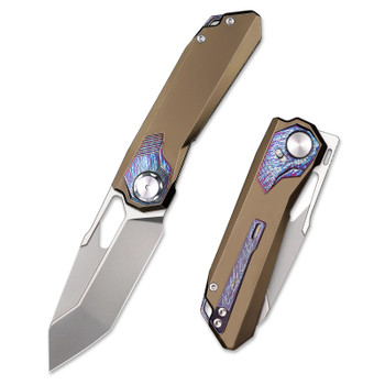 Remette Peregrine Falcon Folding Knife Bronze Handle with Lightning AnoInlay M390 Blade RTT1-BGX Remette Peregrine Falcon Folding Knife Bronze Handle with Lightning AnoInlay M390 Blade RTT1-BGX